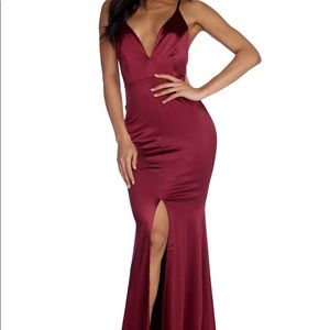 WINDSOR Raelynn Satin Cross Strap Dress